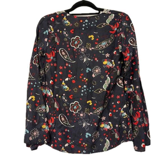 Paul & Joe Sister Silk Blouse Size US 8 EU 40 Bell Sleeves V-Neck Babydoll Lace - Picture 6 of 7